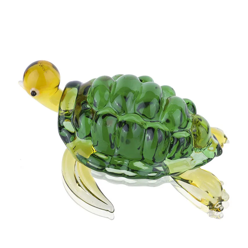 H& D стеклянные фигурки Зеленая морская черепаха ручной работы кристалл милый маленький произведение искусства ручной работы выдувные миниатюры домашний декор - Цвет: Green