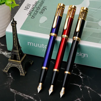 

Luxury Metal Fountain Pen 0.5mm Iridium Point Gold Trim Office Pens for Writing Business Gift Stationery Black Blue Red