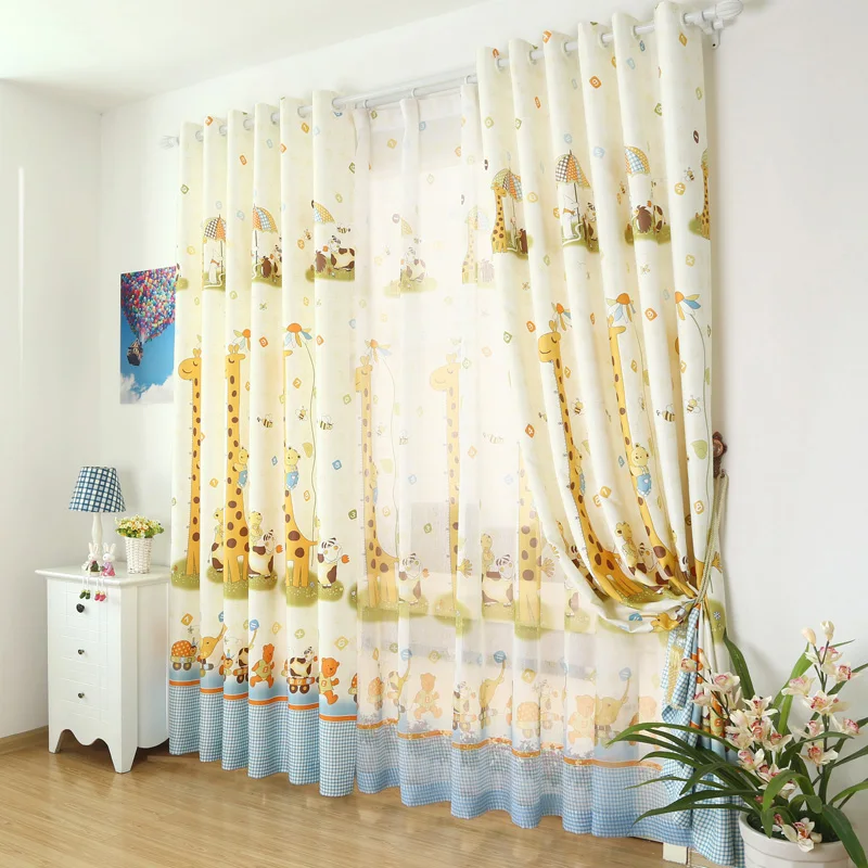 Blackout Curtain Tulle Fabrics For Children Cartoon Drapes Design Kids