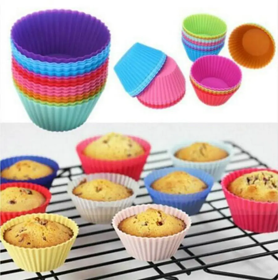 New 6pcs Silicone Cake Cup Mold Circle Cake Cupcake Liner Baking Cup
