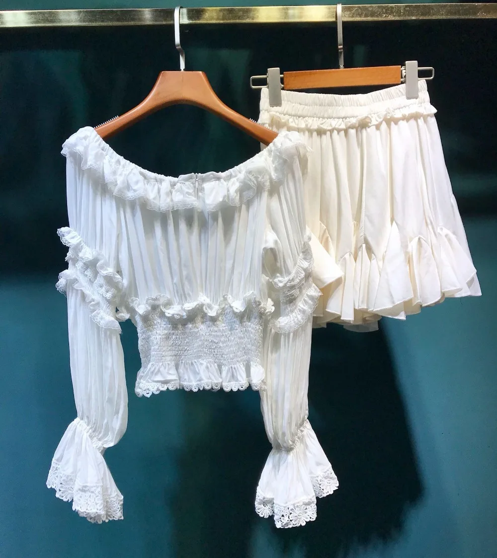 

2019 spring and summer new women's suit cake jacket pleated elastic half skirt 0505