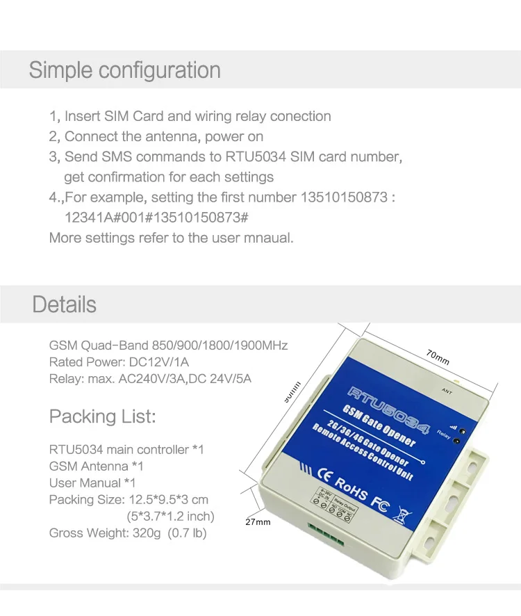 200 пользователей, гаражный Открыватель, GSM модуль дистанционного управления, контроль доступа, Лер для электрической двери через SMS GSM 3g, Открыватель ворот RTU5034
