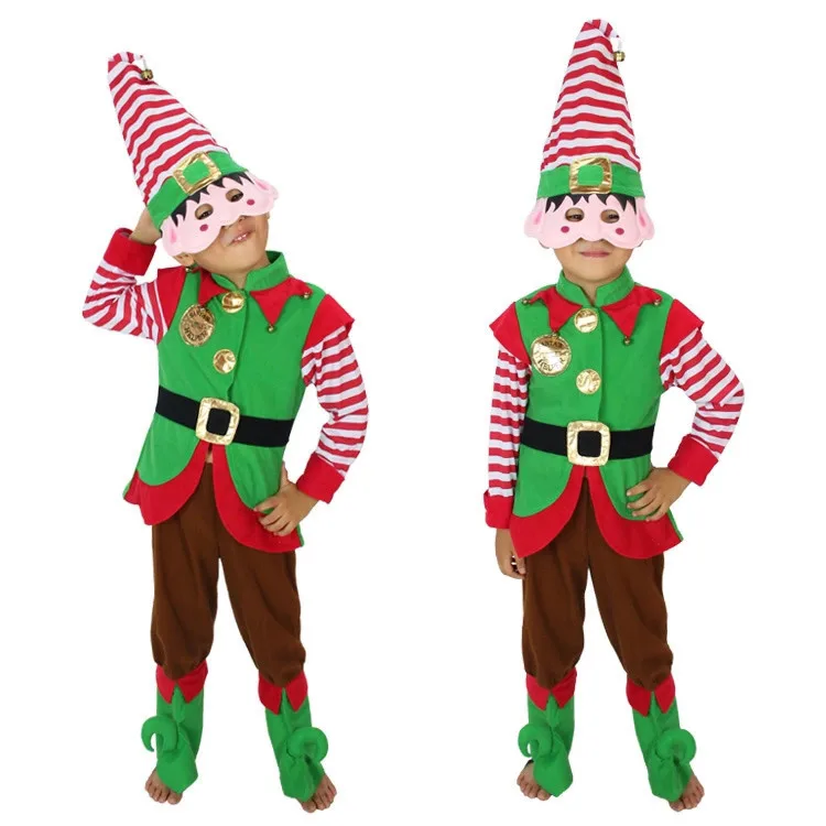 FREE SHIPPING Fantasia infantil menino Halloween kids costume party Christmas elf costumes boys show Santa's fantasia fancy dres