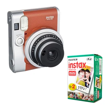 Fujifilm Instax Mini 90 NEO Classic коричневая мгновенная пленка камера+ Fuji Instax Mini Instant White Edge 20 пленка - Цвет: Brown