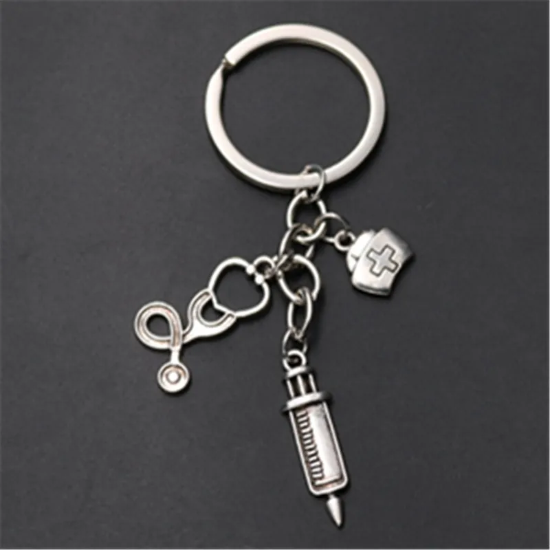 

1pcs Antique Silver* Stethoscope* Syringe* Medicine Box* Glamour Alloy Key Chain DIY Handmade Jewelry Temperament