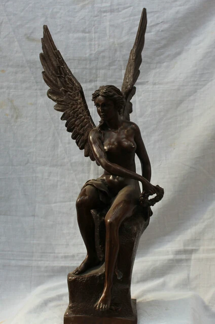 

wholesale factory 24" Bronze Winged Victory Lady Goddess Athena Mythology Sculpture Statue