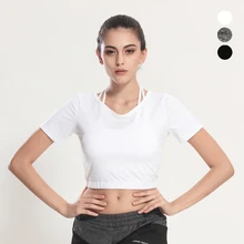 Футболка с короткими рукавами TRI'T FORWARD для женщин, топ для йоги, короткий Быстросохнущий Фитнес Бег Йога, футболка, дышащий впитывающий укороченный топ