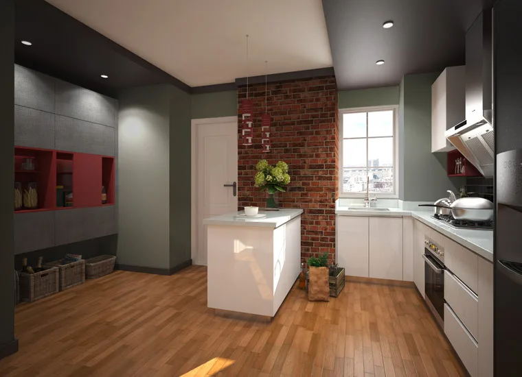 Bangladesh Project Modern Style Lacquer White Kitchen Cabinet