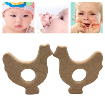 

Hot Sale Wooden Teether Ring Bread Shaped Chewie Teething Ring Baby Bunny Toys Soothing Toy Gift FR024