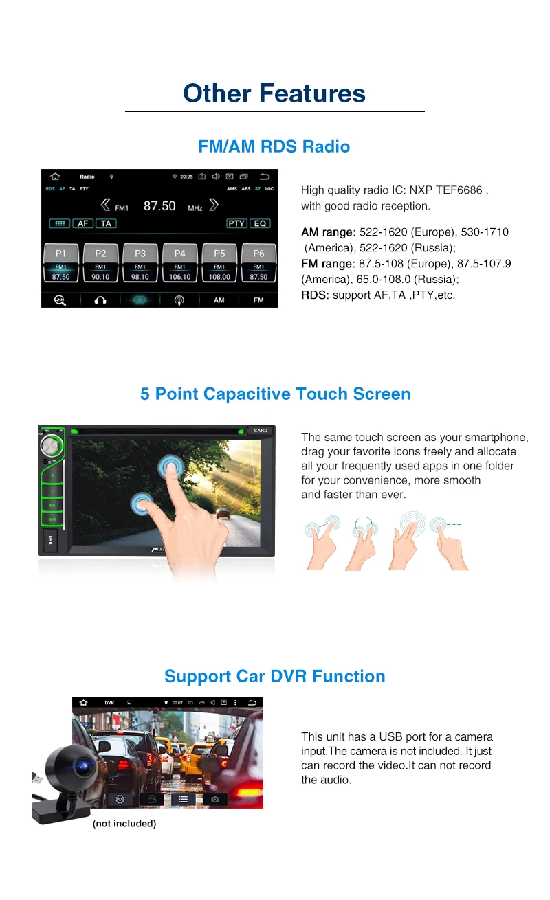 Top Pumpkin 2 Din 6.2"Universal Android 9.0 GPS Car Radio RAM 4G ROM 32G Stereo Audio Player GPS Navigation Wifi OBD2 DAB FM RDS 20