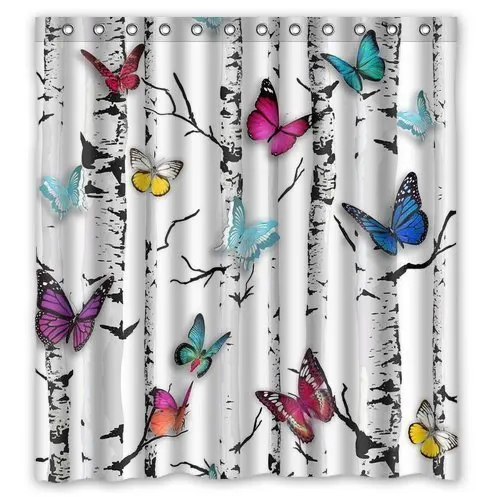 Custom Waterproof Fabric Bathroom Shower Curtain Butterfly 66&quot(w) x 72&quot(h) | Дом и сад