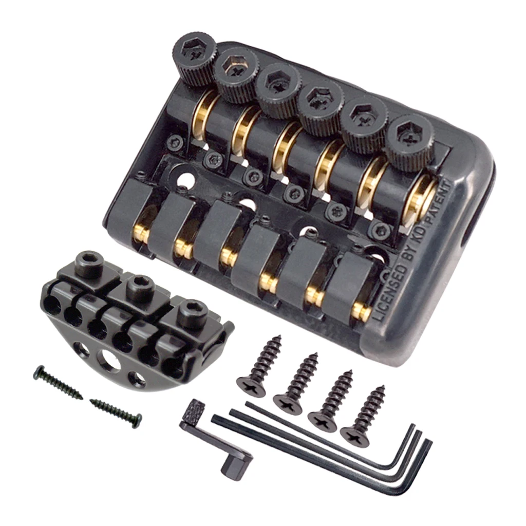 

A Set 6 String Fixed Bridge with Wrench Lock Nut Screws for Headless Electric Guitar Parts Fixed Bridge Tailpiece