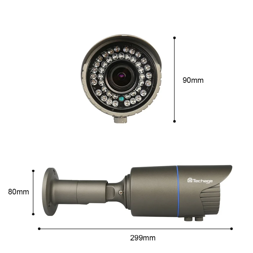 Techage 2.0MP 4.0MP 2,8-12 мм варифокальный объектив 48 в POE ip-камера наружная Водонепроницаемая P2P ONVIF CCTV камера видеонаблюдения