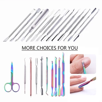 

LILYCUTE Rainbow Chameleon Nail Cuticle Pusher Dual-ended Dead Skin Remover Finger Push Stainless Steel UV Gel Nail Art Tools