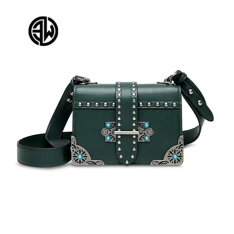 

Luxury Brand 2018 Rivets Women Split Leather Handbag Wide Shoulder Strap Shoulder Bags Famous Designer Handbag Purse Totes Bolsa