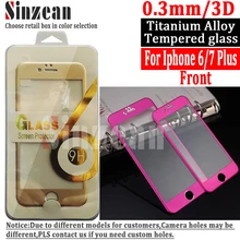 Sinzean, 50 шт в наборе, для Apple iPhone 7 plus 6 plus 6s плюс 3D спереди Титан сплав закаленное Стекло Экран протектор с полным покрытием