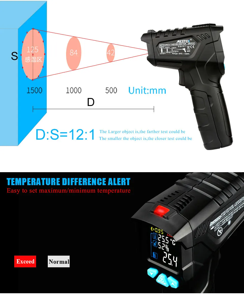 MESTEK-50-800C ИК термометр IR01D цифровой Бесконтактный влажность инфракрасный термометр гигрометр Температура пирометр тестер