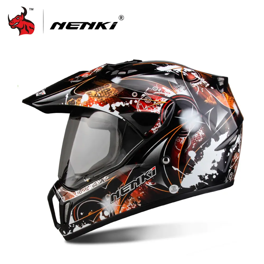 NENKI мотоциклетный шлем для мужчин, шлем для мотокросса, красный мотоциклетный шлем для мотокросса, шлем в горошек - Цвет: black orange