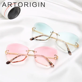 

2018 Women Cat Eye Sunglasses Irregular Polygonal Rimless Glasses Clear Transparent Female Shades Color Sunnies Oculos