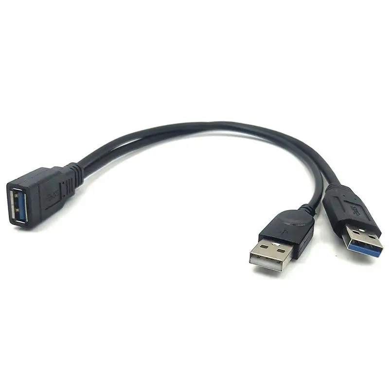 Черный USB 3 0 Женский двойной Мужской дополнительный кабель для передачи данных Y 2