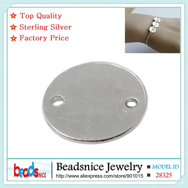 

Beadsnice blank silver tag charm connectors for stamping Personalized 925 sterling silver round connector for bracelet ID28325