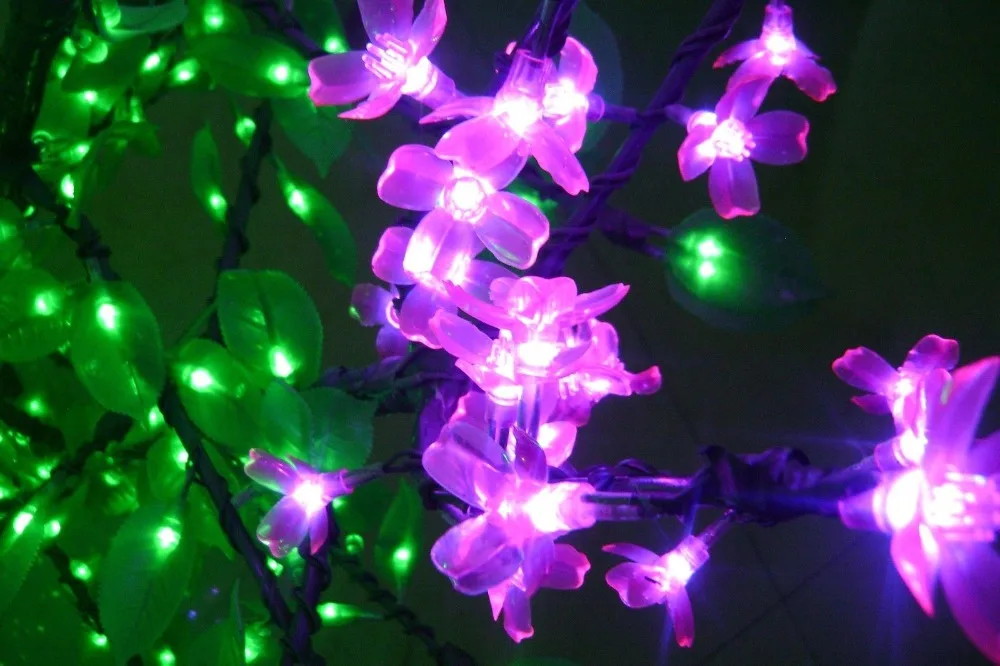 2M 6.6ft LED Cherry Blossom Tree Outdoor Christmas Wedding Holiday Light Decor 1152 LED Pink Cherry Flower+Green leaf waterproof 2M 6.6ft LED Cherry Blossom Tree Outdoor Christmas Wedding Holiday Light Decor 1152 LED Pink Cherry Flower+Green leaf waterproof