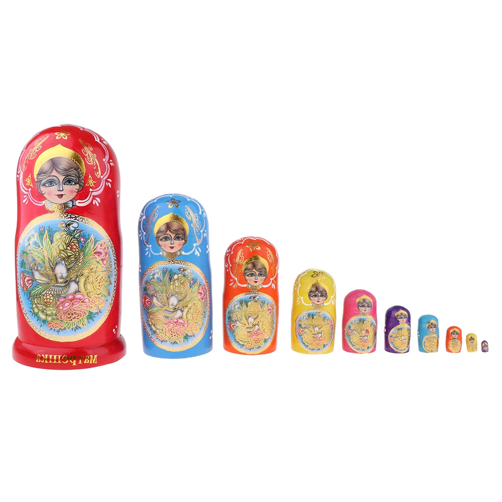 

Luxuriant Girls Russian Nesting Doll Lacquer Babushka Matryoshka Stacking Dolls Set 10 Pieces Xmas Gift Christmas Decorations