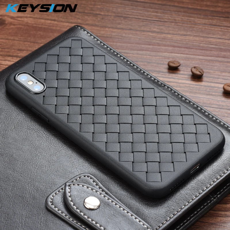 

KEYSION Simple Artistic Case For iPhone X Stylish BV Weaving High Elastic Soft TPU Back Cover For iPhone X for iPhone 10