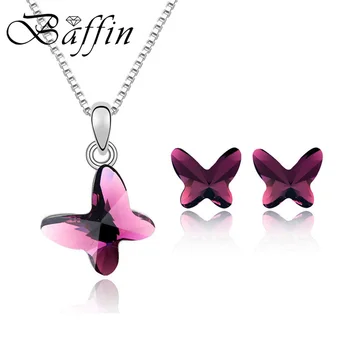

BAFFIN Original Crystals From Austria Mini Butterfly Pendant Necklace Stud Earrings Cute Jewelry Sets Women Accessories Gifts