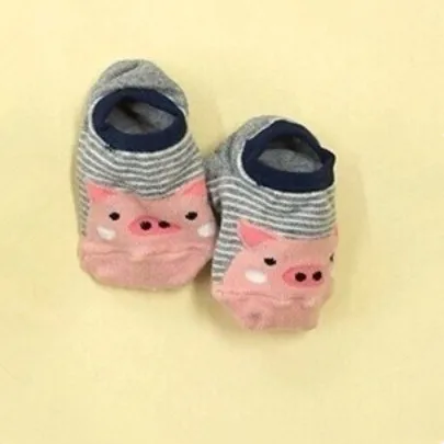4 пары детских носков для детей 0-4 лет, носки для новорожденных, хлопок, 4 рисунка животных, носки для мальчиков и девочек - Цвет: Pig
