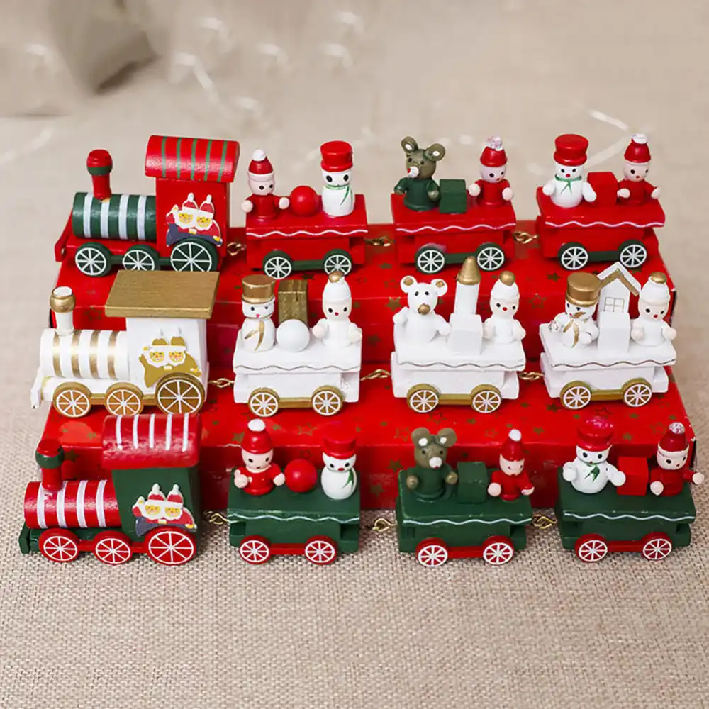 Christmas Train Painted Wood Children S Toys Gift New Year
