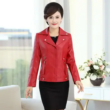 

Fashion Spring Autumn Soft Faux Leather Jackets Women Plus Size 6XL Lady Motorcycle Zippers Biker Coats Black Outerwear r1346