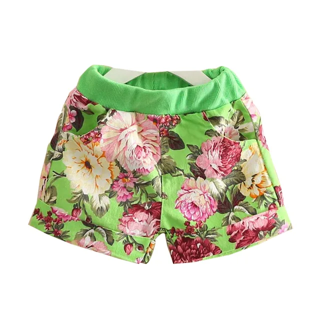 Kids Short Trousers 2018 Summer Peony Fancy Children Causal Flower Print Shorts For Girls