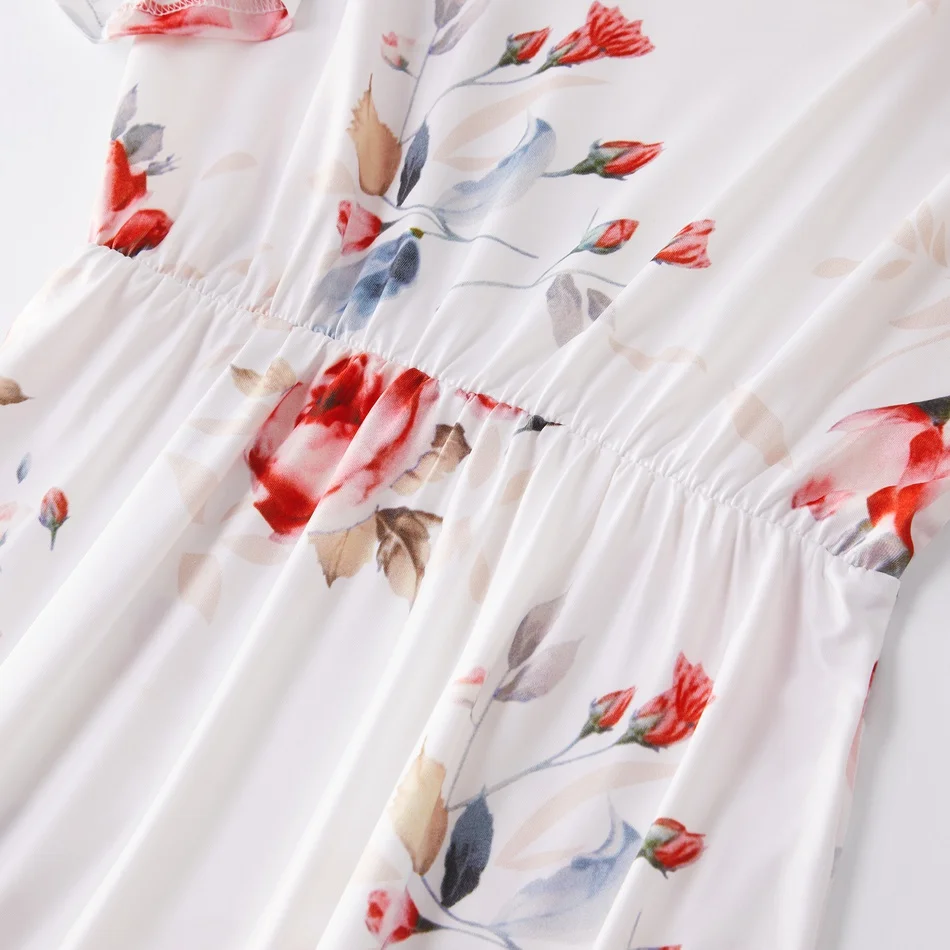 NASHAKAITE/Семейные комплекты; модное платье средней длины с короткими рукавами и цветочным рисунком; платья для мамы и дочки; одежда «Мама и я»