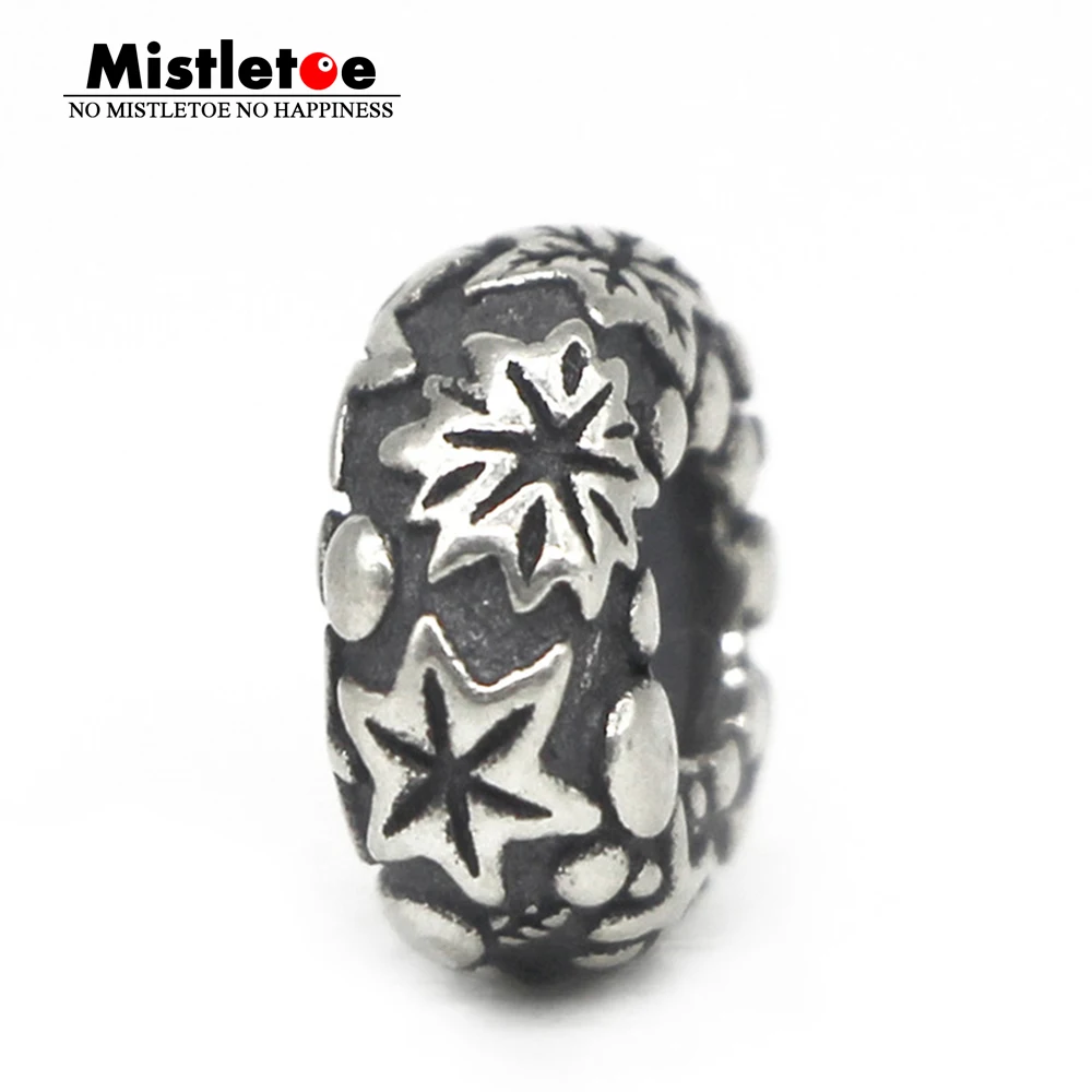 

Mistletoe Genuine 925 Sterling Silver Snowlake Star Stopper Spacer Charm Bead Fit European 3.0mm Bracelet Jewelry