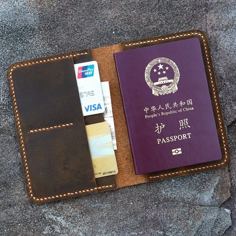 Retro Passport Holder Embroidered Card Case 1Pc Organizer Vintage Leather ON