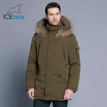 ICEbear 2018 Man Warm Winter Brand Jacket Luxury Detachable Fur Collar Turtleneck Windproof Concise Comfortable Cuffs