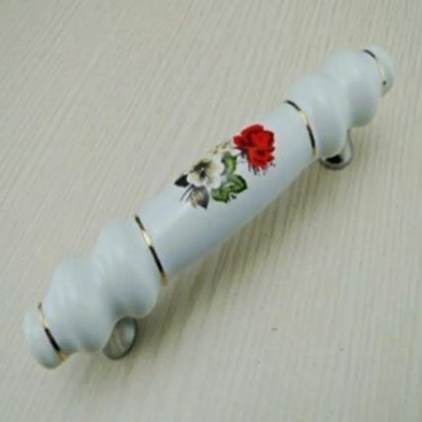 

96mm modern fashion pastorale ceramic furniture handles porcelain kitchen cabinet pull silver chrome dresser cupboad door handle