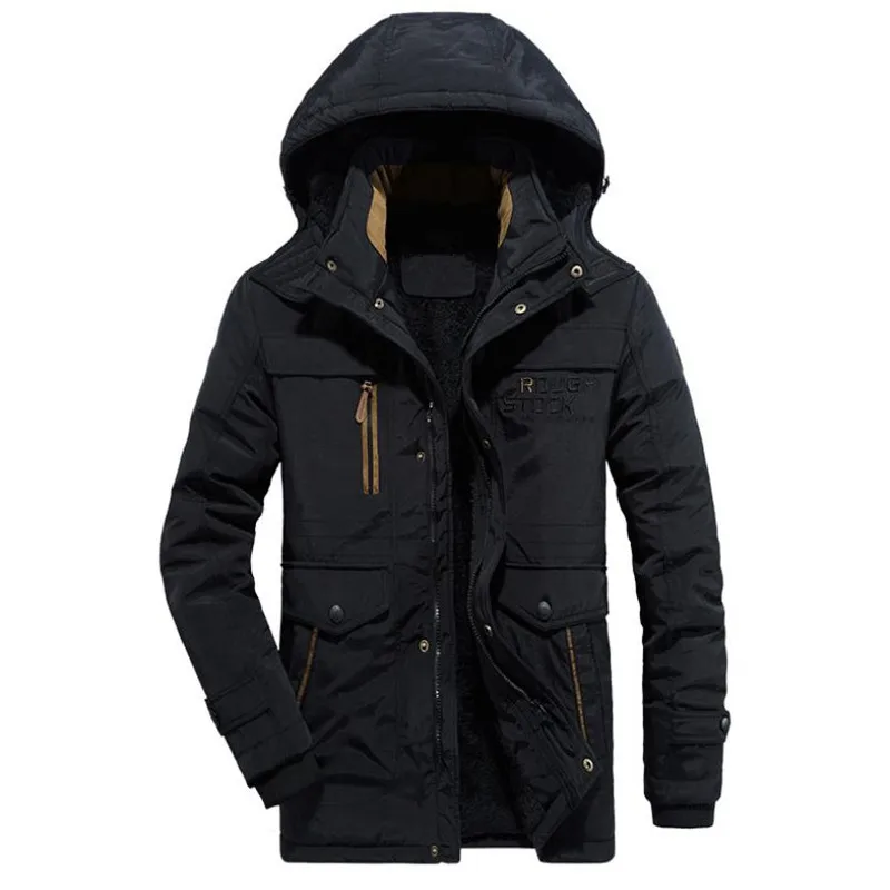 Осенняя и зимняя мужская куртка повседневное теплое пальто с капюшоном плюс бархатная хлопковая куртка большого размера M-6XL