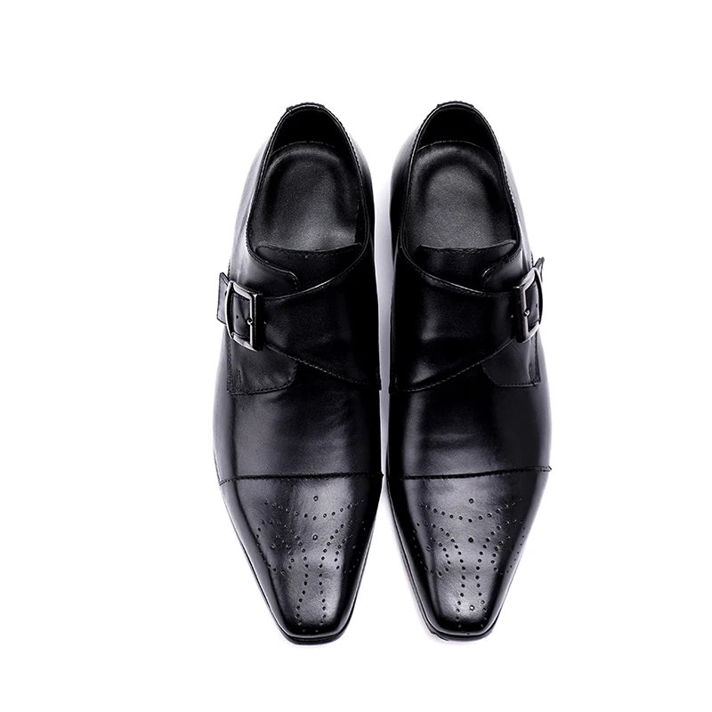 Negocios Choo Toe Square Calzado De Picture Oficina as Monje Hombre Eunice As Cuero Correa Zapatos Negro Brogue Hebilla Picture Marrón z4xFw