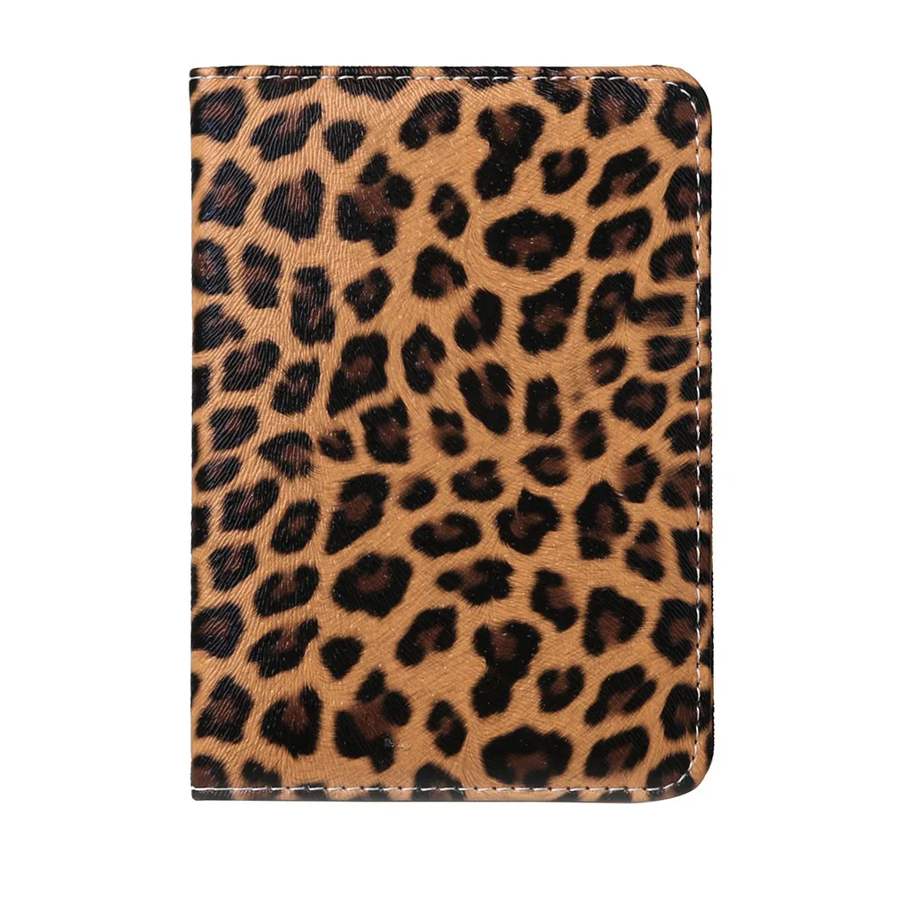 

Leopard Passport Holder Protector Waterproof Wallet Business Card Soft Pochette Lady Small Mini Coin Pouch Cartera Mujer Purse