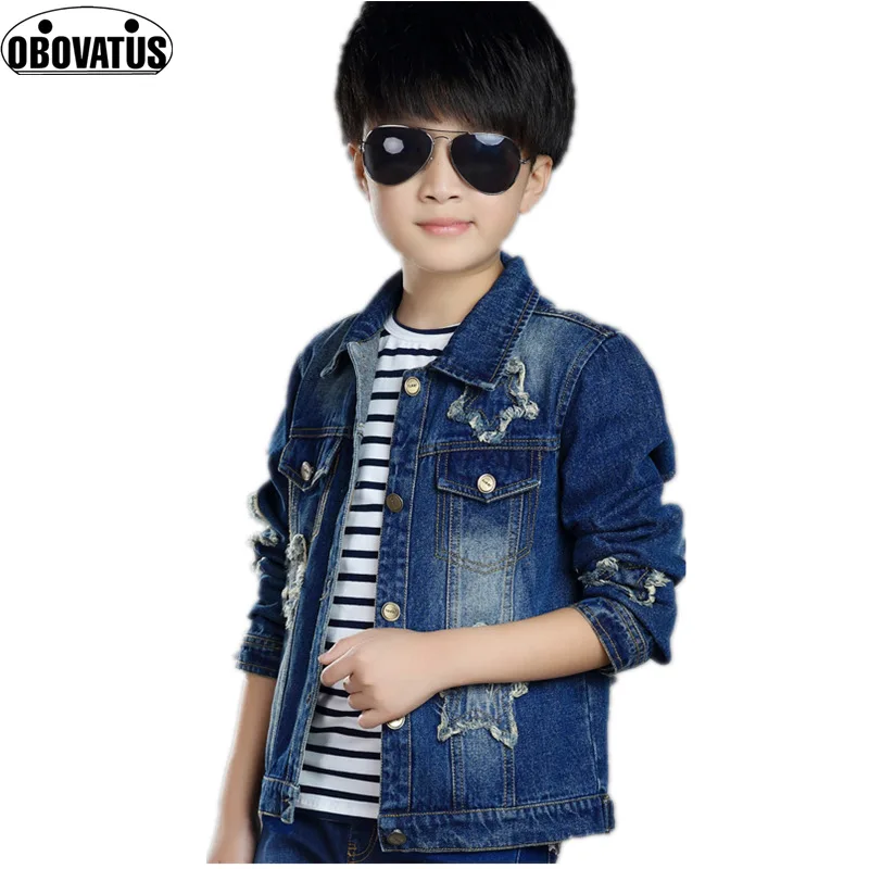 

Fashion Children's Denim Jackets 2017 Boys Jeans Outerwear Kids Star Long Sleeve Tops Coats for Big Boys Students Jacket