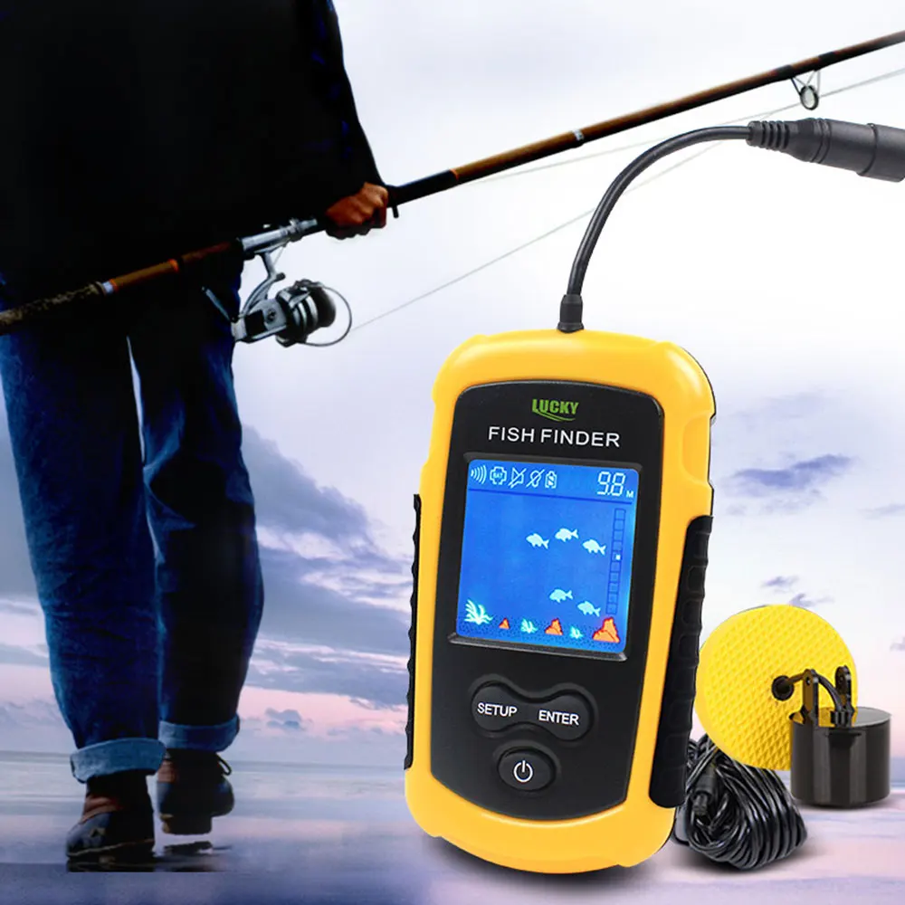  Color Display Portable Fish Finder Sonar Sounder Alarm Transducer Fishfinder 0.7-100m Fishing Echo 
