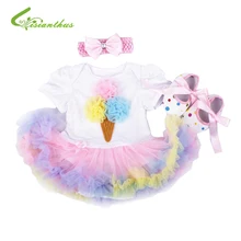 Комплекты одежды для маленьких девочек, платье-комбинезон+ повязка на голову+ обувь+ комплект одежды, одежда для дня рождения, платья принцессы Bebe