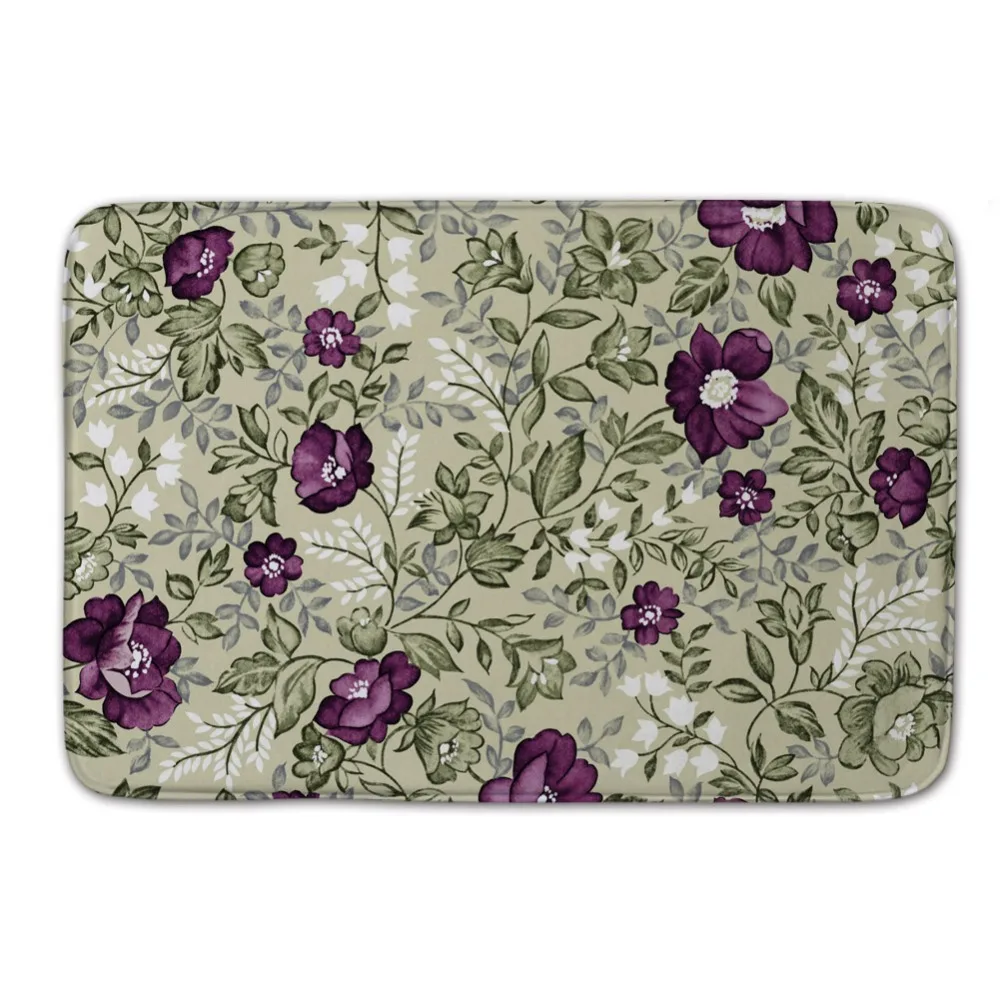 Purple Color Flower Rugs and Carpets Floor Mats Living Room Foam