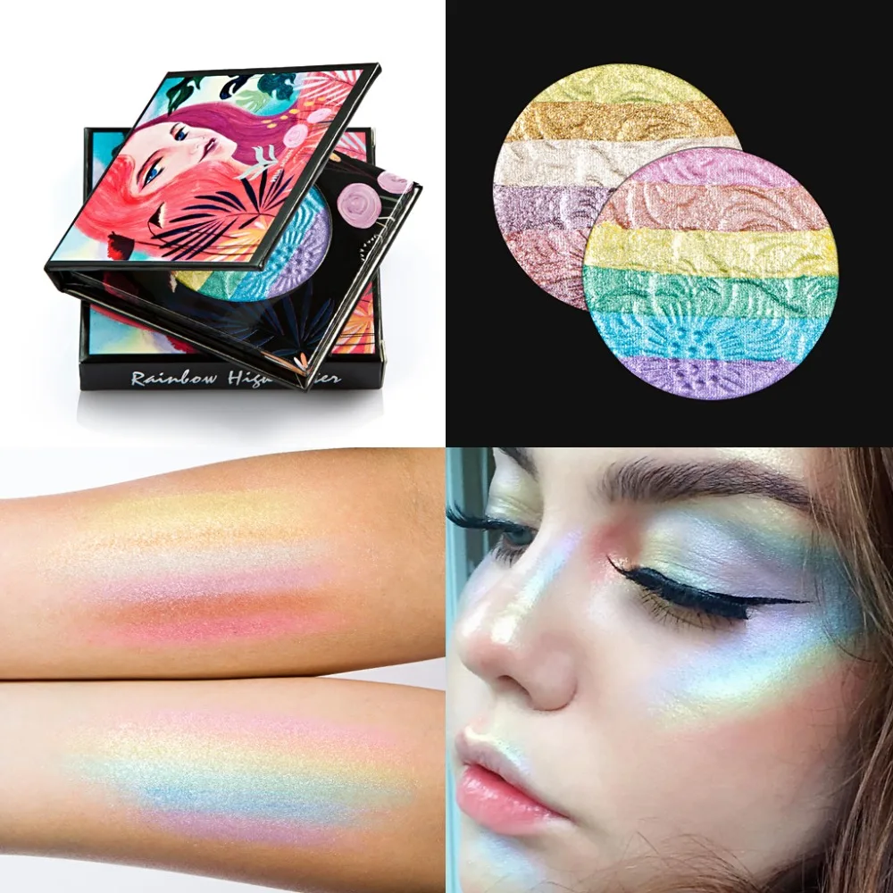 HUAMIANLI face makeup rainbow highlighter powder 6 colors eye shadow