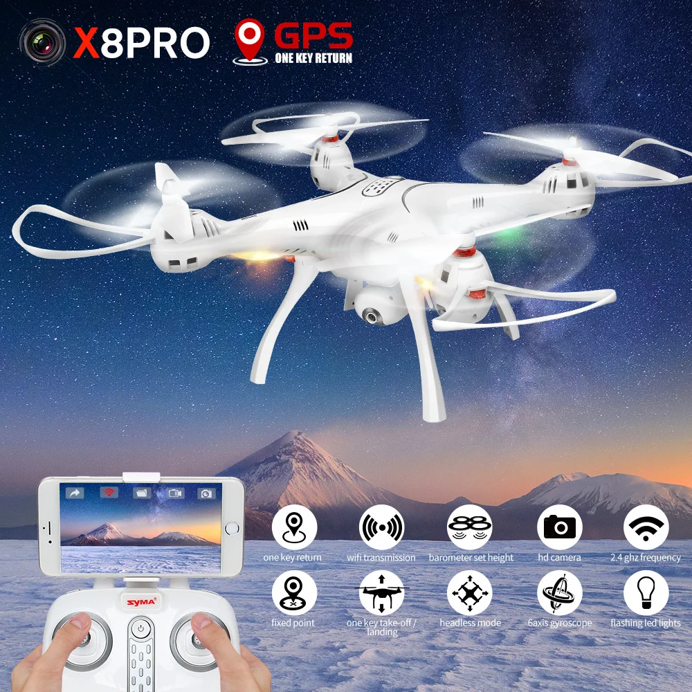 X8 PRO hd профессиональная камера wifi беспилотный Квадрокоптер FPV com камера gps Дрон цветной пакет helicoptero de пульт дистанционного управления