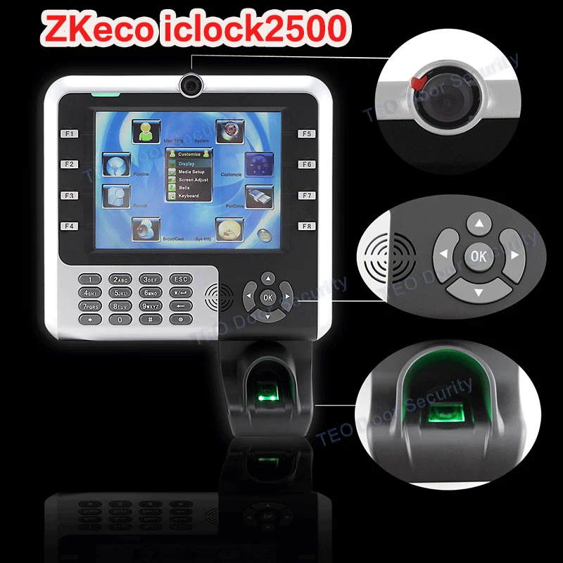 ZK iClock 2500 биометрический терминал для рабочего времени-WinCE платформы большой Ёмкость отпечатков пальцев 8 дюймов Сенсорный экран