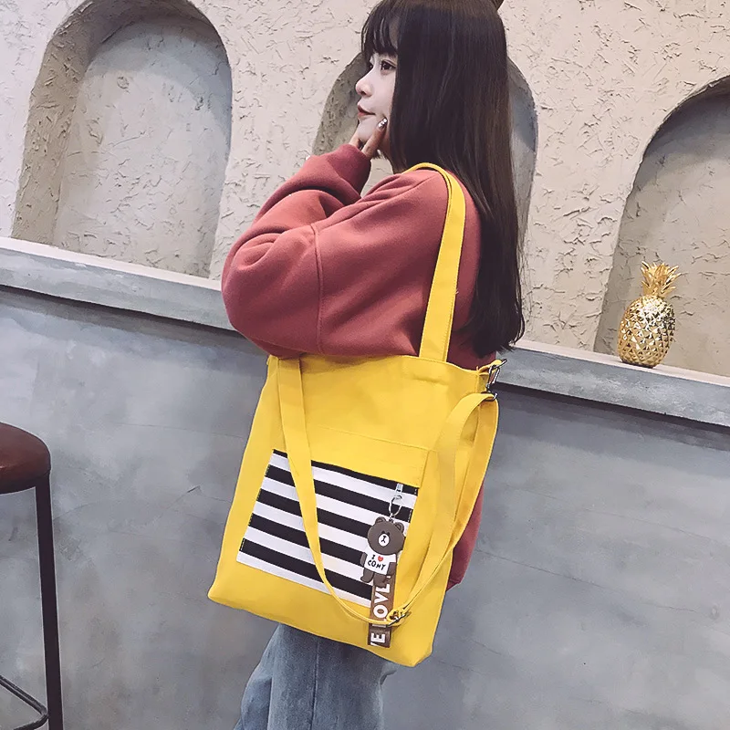 

2019 Summer New Hot Fashion Preppy Style Canvas Messenger Bags for Women Female Casual Stripe Handbags Shoulder Bags