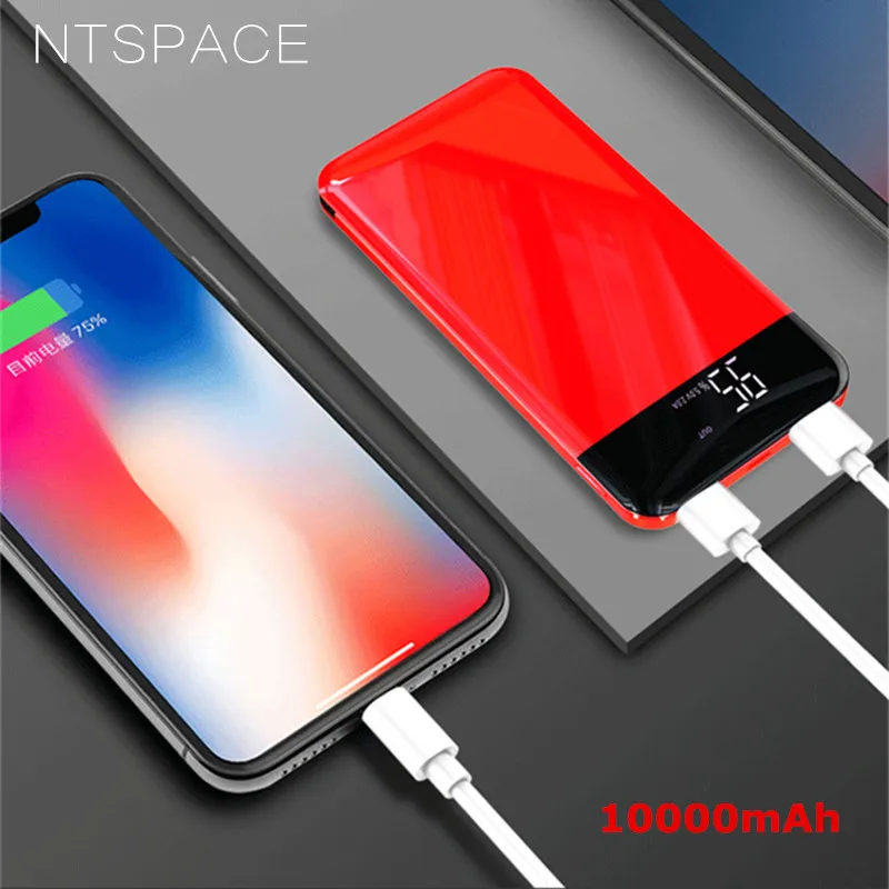 

10000mAh External Power Bank Pack LCD Screen Display Portable Dual USB Ports Mobile Phone Charge For iPhone Xs Xiaomi Samsung
